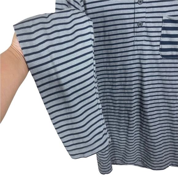 Gap Striped Knit Long Sleeve 3 Button Henley Gray Navy Large - Picture 6 of 8